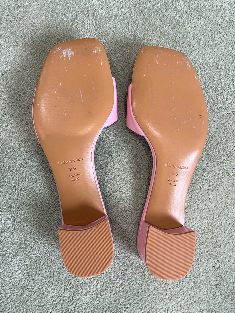 Reformation Adria Block Heel - Pink Buckle Slide Mule Heels - Picture 7 of 9